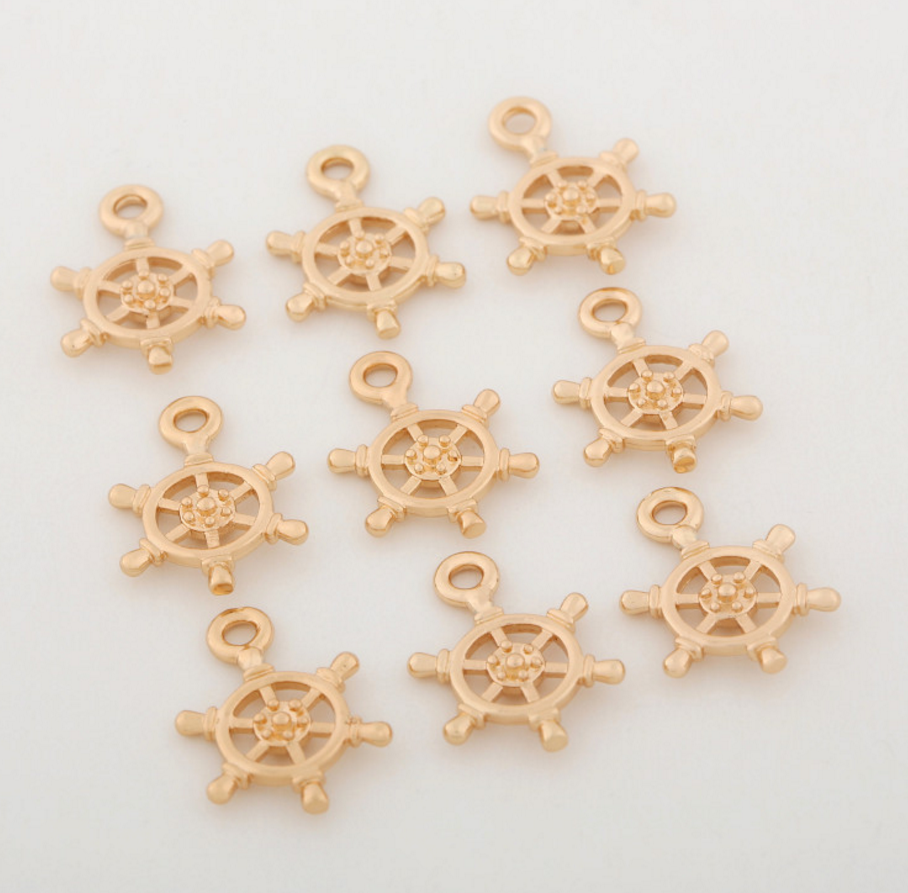 10 pcs 24k gold plated rudder pendant brass spacer beads  brass caps brass connector Xaxe.com