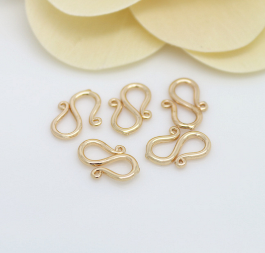 10 pcs 24k gold plated s hook brass closure brass S clasp Xaxe.com