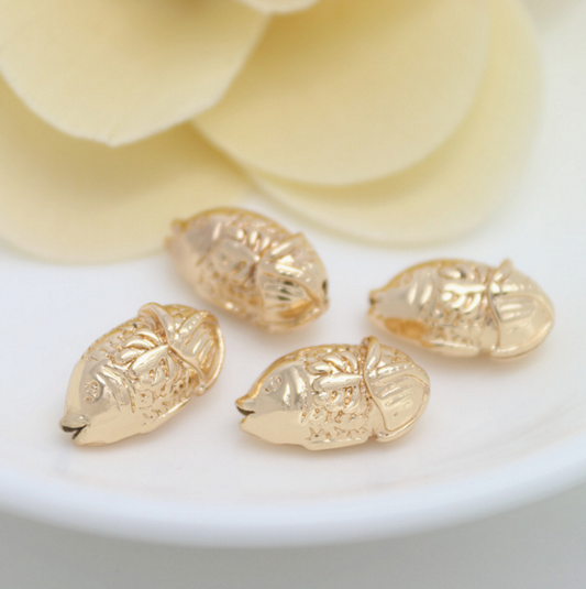 10 pcs 24k gold plated small fish bead brass spacer beads  brass caps brass connector Xaxe.com