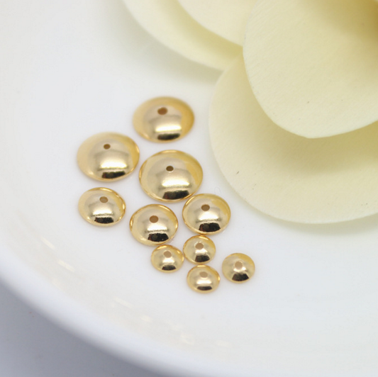 10 pcs 24k gold plated smooth  brass spacer beads  brass caps brass connector Xaxe.com