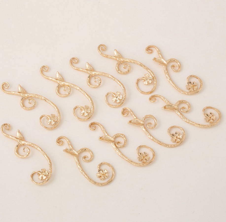 10 pcs 24k gold plated the branch pendant brass spacer beads  brass caps brass connector Xaxe.com