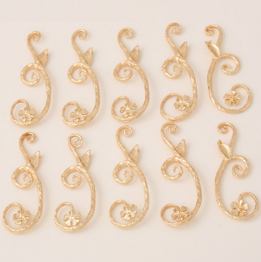 10 pcs 24k gold plated the branch pendant brass spacer beads  brass caps brass connector Xaxe.com