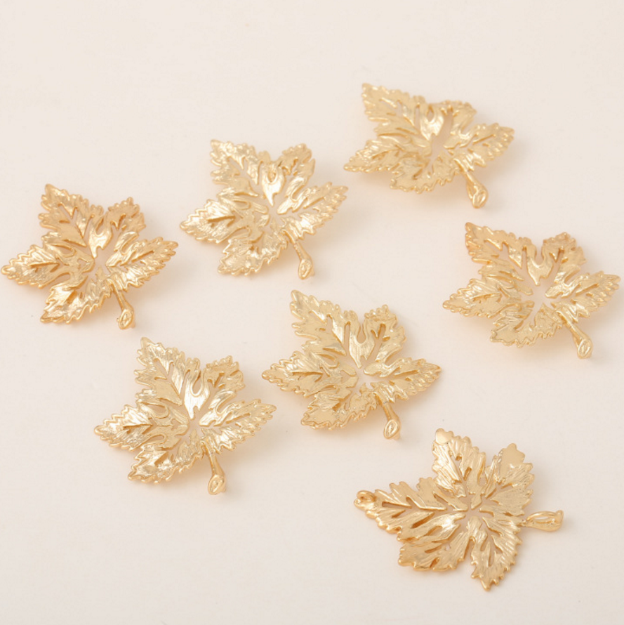 10 pcs 24k gold plated the falling leaf pendant brass spacer beads  brass caps brass connector Xaxe.com