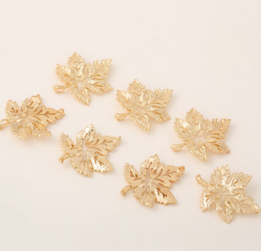 10 pcs 24k gold plated the falling leaf pendant brass spacer beads  brass caps brass connector Xaxe.com