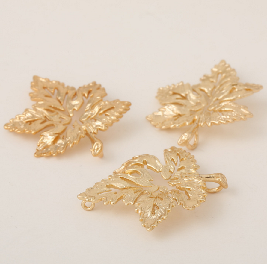 10 pcs 24k gold plated the falling leaf pendant brass spacer beads  brass caps brass connector Xaxe.com