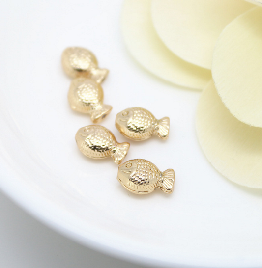 10 pcs 24k gold plated the fish pendant brass spacer beads  brass caps brass connector Xaxe.com