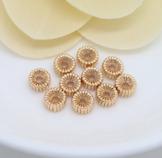 10 pcs 24k gold plated tire pendant brass spacer beads  brass caps brass connector Xaxe.com