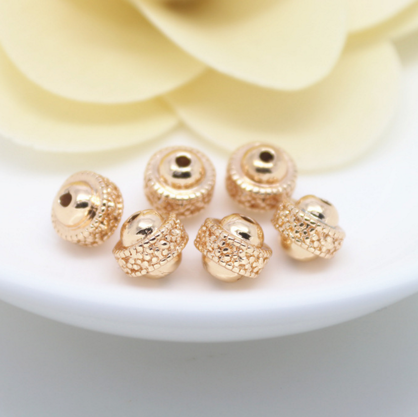 10 pcs 24k gold plated wheel brass spacer beads  brass caps brass connector Xaxe.com