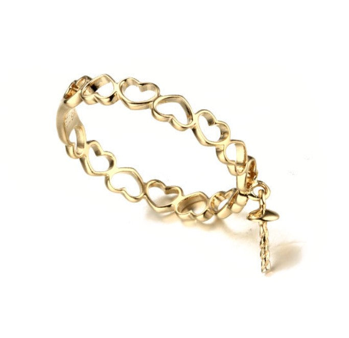14k solid gold pearl ring holder adjustable golden the heart, Yellow gold, Real gold Xaxe.com