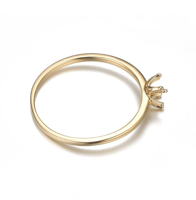 14k solid gold pearl ring holder adjustable golden the simple beauty, Yellow gold, Real gold Xaxe.com