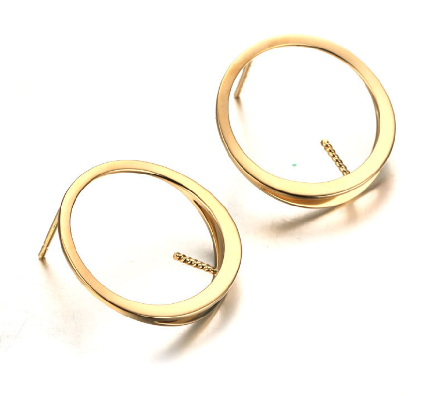 14k solid gold  real gold round circle shape earring findings, Yellow gold Xaxe.com