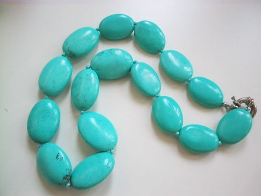 18“ 20mm cyan color turquoise necklace Xaxe.com