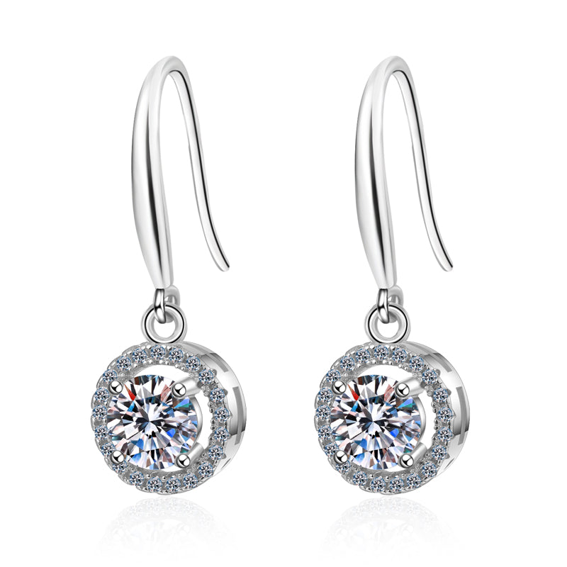 2 CT MOISSANITE Diamond Earring, Solitaire Moissanite Drop Dangle Earring, Solid 925 Sterling Silver Xaxe.com
