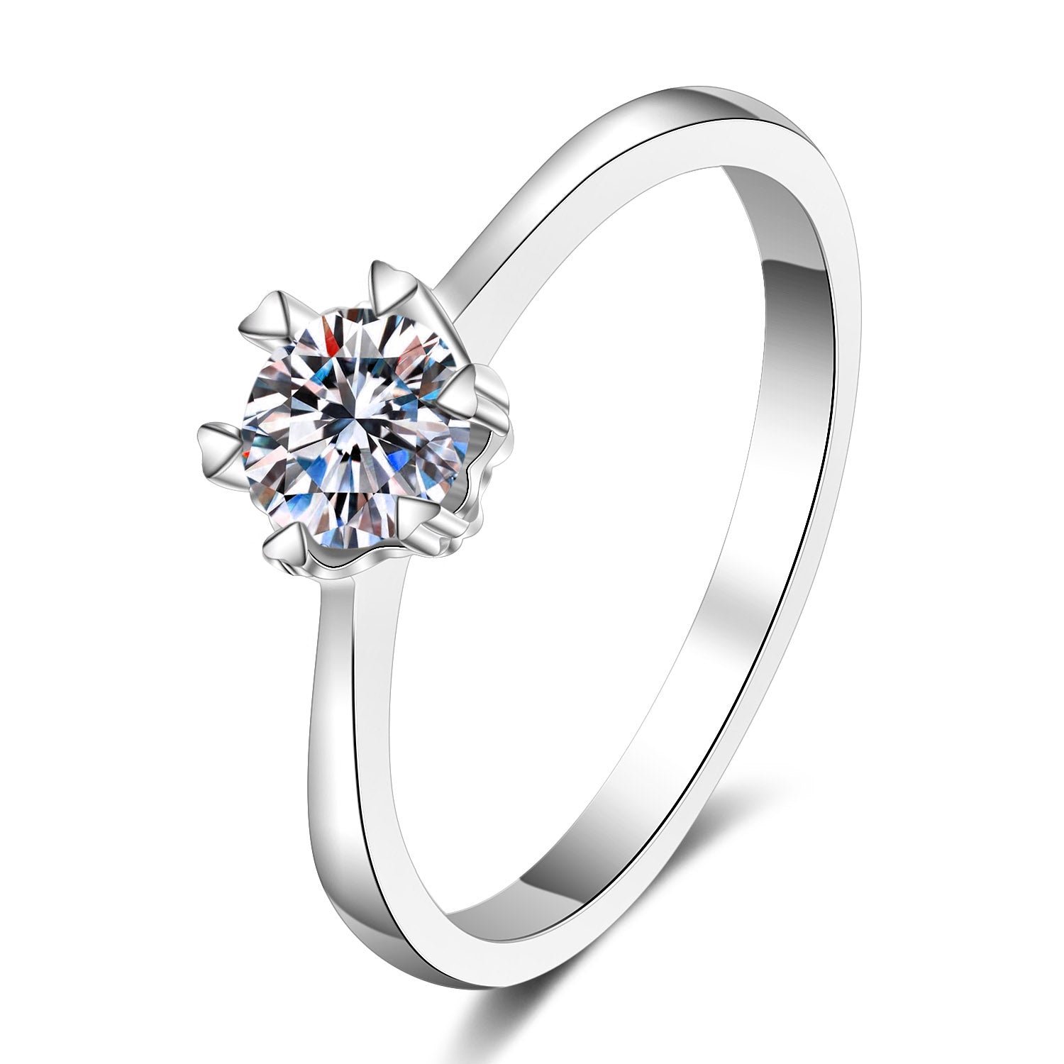 2 CT MOISSANITE Diamond Engagement solitaire  Ring, 925 Silver, PT950, wedding ring, Platinum Plated, Passes Diamond Tester Xaxe.com