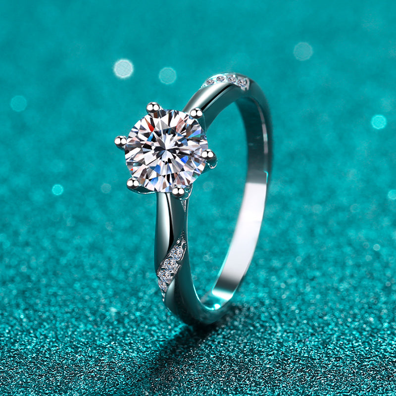 2 CT MOISSANITE Diamond Engagement solitaire  Ring, 925 Silver, wedding ring, Platinum Plated, Passes Diamond Tester az074 Xaxe.com