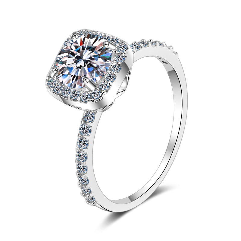 2 CT MOISSANITE Diamond Engagement solitaire Ring, Square, Solid 925 Silver, Elegant Wedding Ring, Platinum Plated, Passes Diamond Tester az117 Xaxe.com