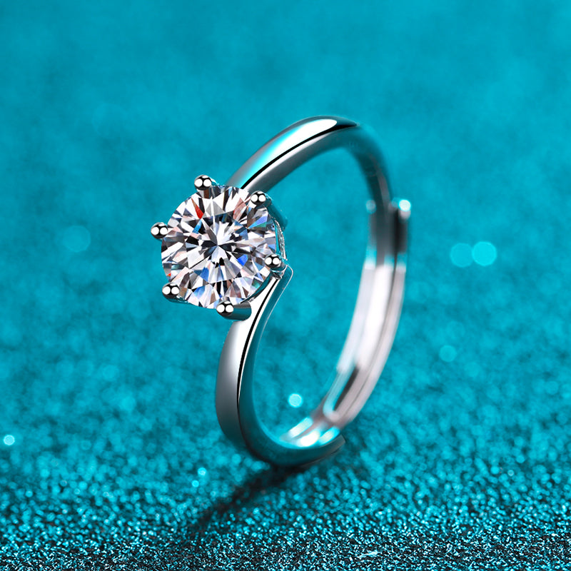 2 CT MOISSANITE Diamond Engagement solitaire Ring, adjustable, Solid 925 Silver, Elegant Wedding Ring, PT950, Passes Diamond Tester az231 Xaxe.com