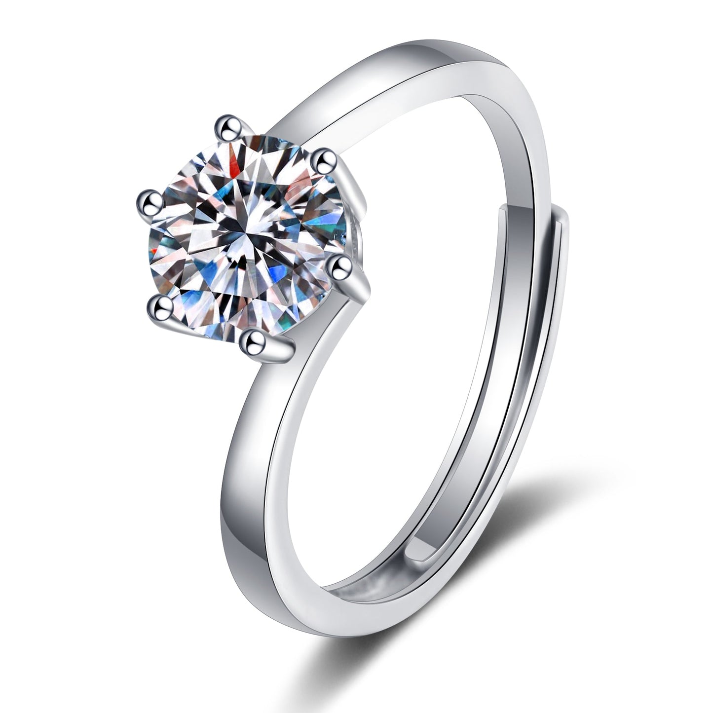 2 CT MOISSANITE Diamond Engagement solitaire Ring, adjustable, Solid 925 Silver, Elegant Wedding Ring, PT950, Passes Diamond Tester az231 Xaxe.com