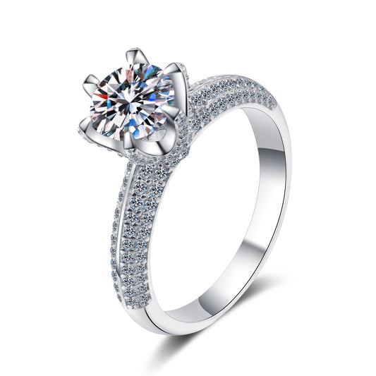 2 CT MOISSANITE Diamond Engagement solitaire Ring, the river, Solid 925 Silver, Elegant Wedding Ring, Platinum Plated, Passes Diamond Tester az217 Xaxe.com