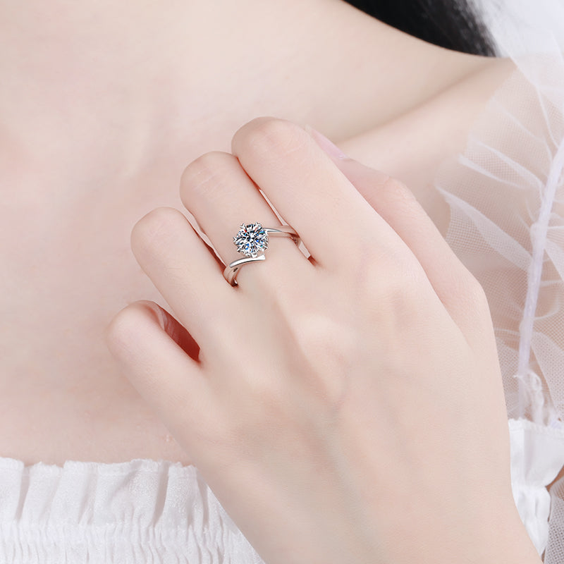 2 CT MOISSANITE Diamond Engagement solitaire Ring, the snow, Solid 925 Silver, Elegant Wedding Ring, Platinum Plated, Passes Diamond Tester az208 Xaxe.com