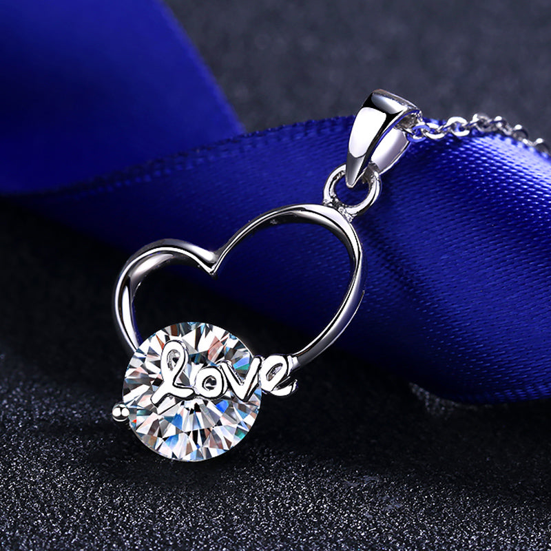 2 CT MOISSANITE Diamond Necklace Heart Moissanite Pendant, Solid 925 Sterling Silver Chain, Passes Diamond Tester Xaxe.com