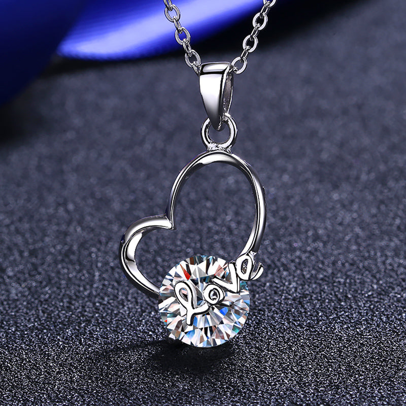 2 CT MOISSANITE Diamond Necklace Heart Moissanite Pendant, Solid 925 Sterling Silver Chain, Passes Diamond Tester Xaxe.com