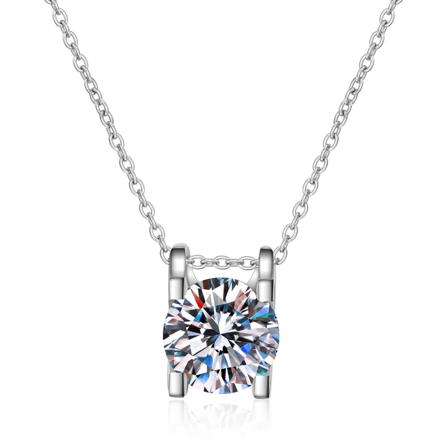 2 CT MOISSANITE Diamond Necklace Moissanite Pendant, Solid 925 Sterling Silver Chain, PT950, Passes Diamond Tester Xaxe.com