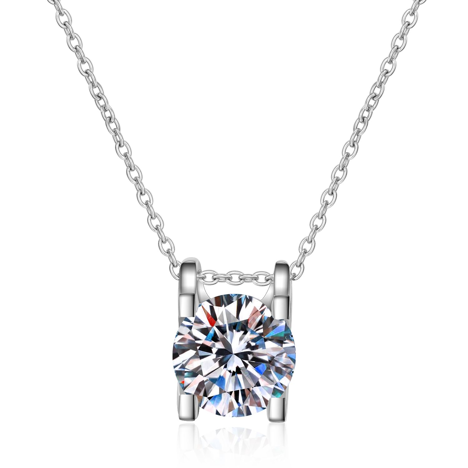 2 CT MOISSANITE Diamond Necklace Moissanite Pendant, Solid 925 Sterling Silver Chain, PT950, Passes Diamond Tester Xaxe.com