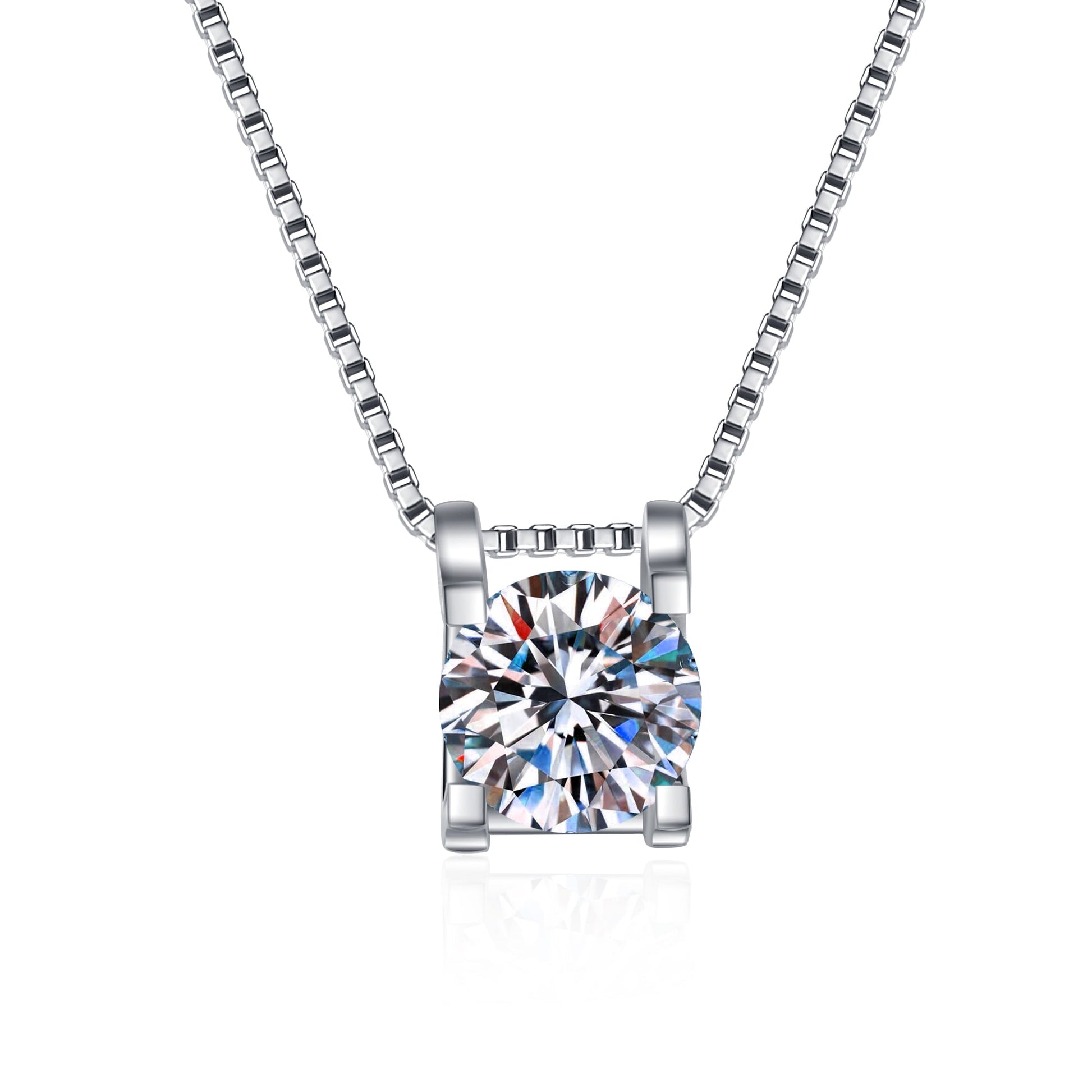 2 CT MOISSANITE Diamond Necklace Solitaire Moissanite Pendant, simple stylish,Solid 925 Sterling Silver Chain, Passes Diamond Tester az179 Xaxe.com