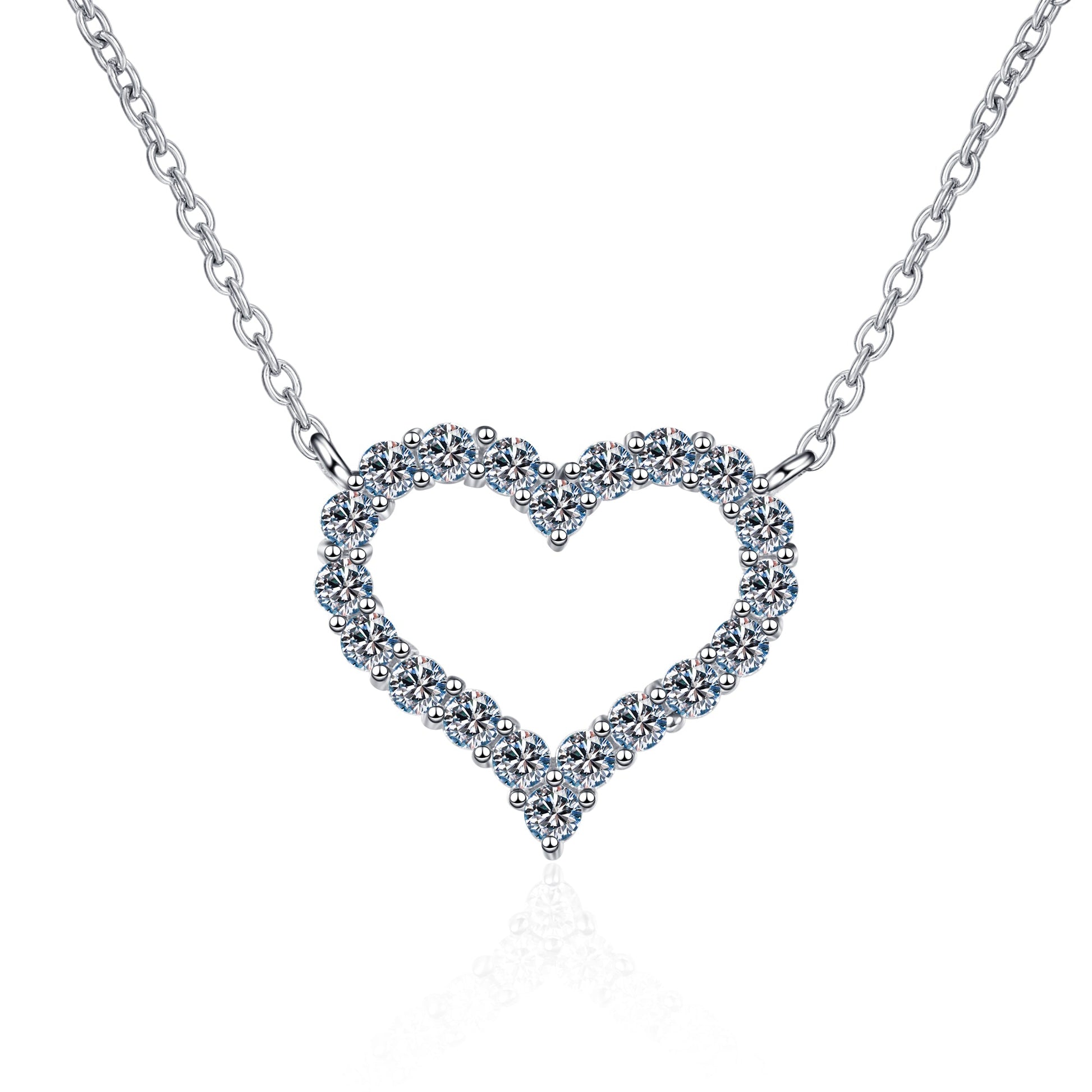 2 CT MOISSANITE Diamond Necklace Solitaire Moissanite Pendant, the heart, Solid 925 Sterling Silver Chain, Passes Diamond Tester az223 Xaxe.com