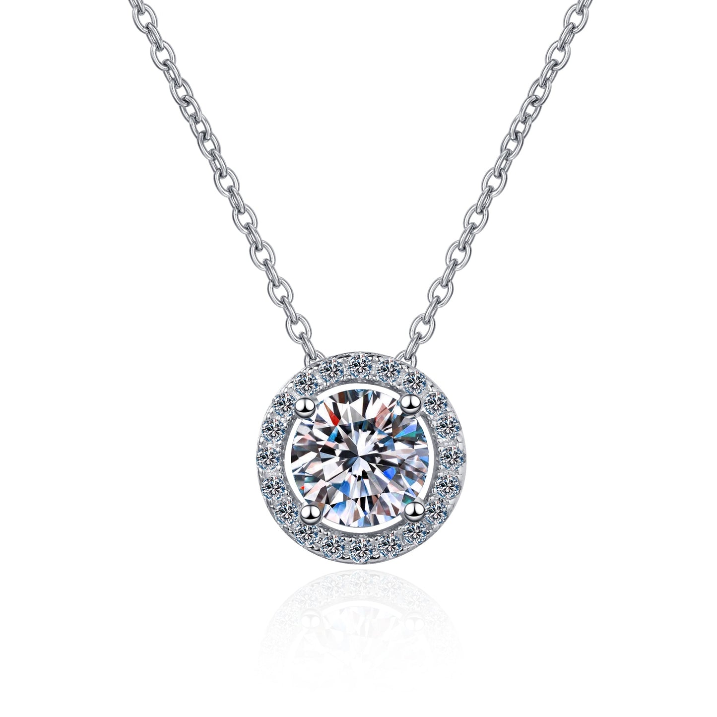 2 CT MOISSANITE Diamond Necklace Solitaire Moissanite Pendant, the round, Solid 925 Sterling Silver Chain, Passes Diamond Tester az211 Xaxe.com