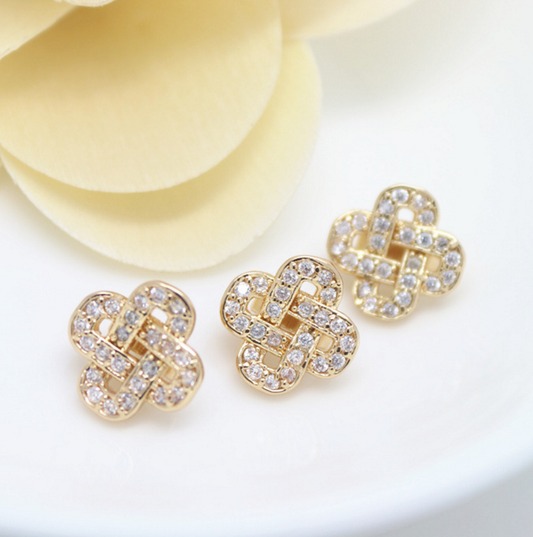 2 pcs 24k gold plated zircon the knot pendant brass spacer beads  brass caps brass connector Xaxe.com