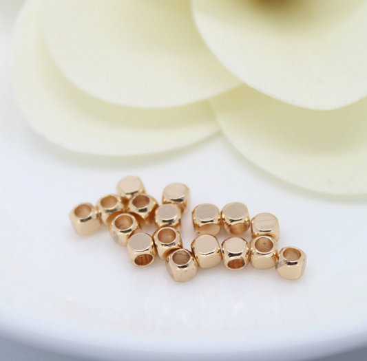 20 pcs 24k gold plated 3mm cubic brass spacer beads  brass caps brass connector Xaxe.com