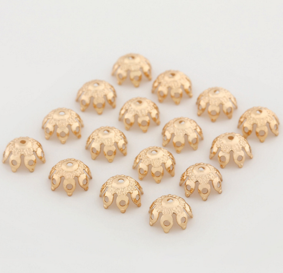 20 pcs 24k gold plated bead holder brass spacer beads  brass caps brass connector Xaxe.com