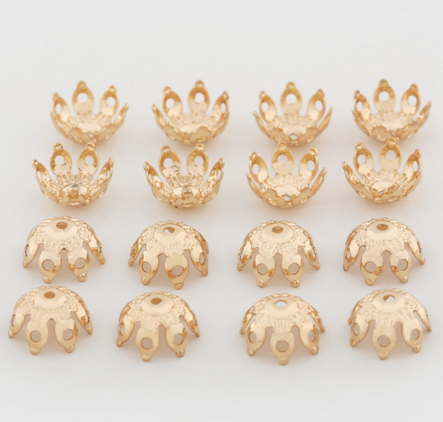 20 pcs 24k gold plated bead holder brass spacer beads  brass caps brass connector Xaxe.com