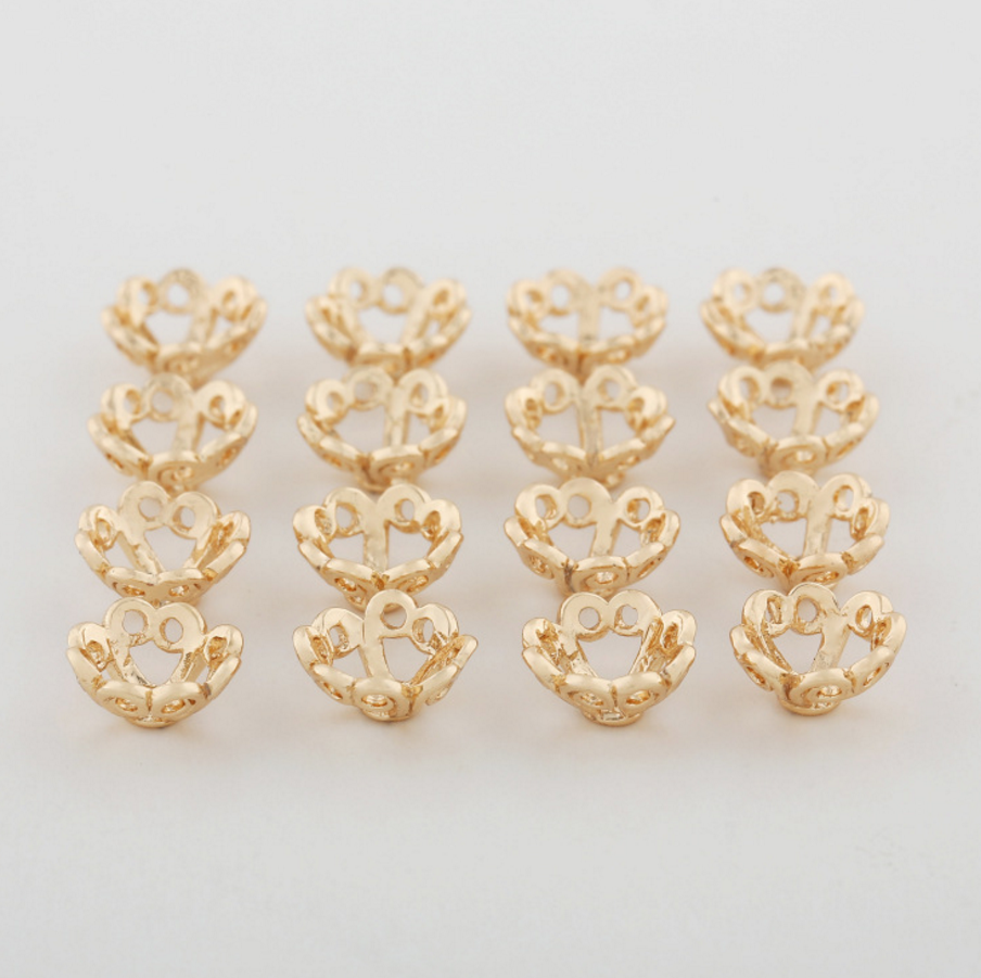 20 pcs 24k gold plated brass spacer beads  brass caps brass connector Xaxe.com