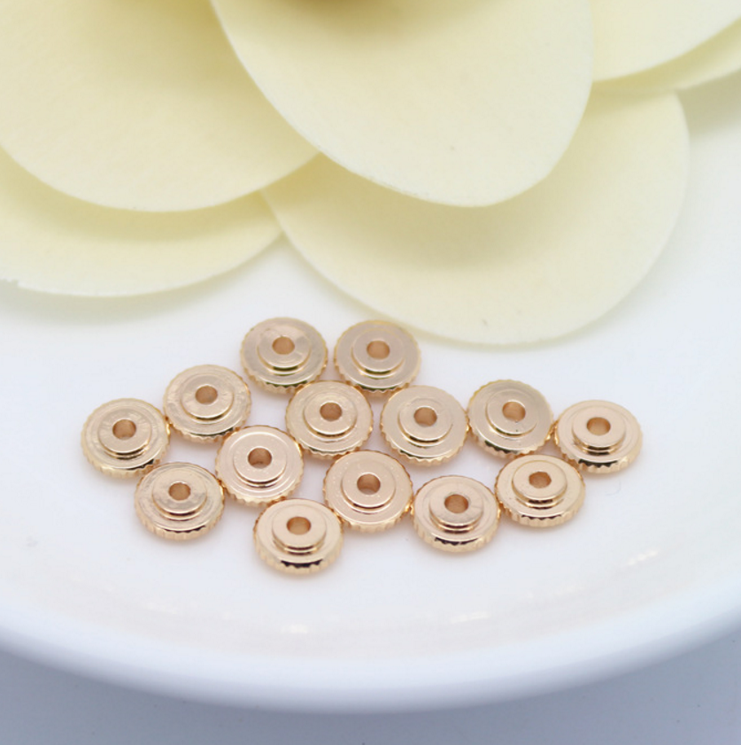 20 pcs 24k gold plated brass spacer beads  brass caps brass connector Xaxe.com