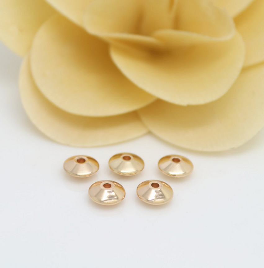 20 pcs 24k gold plated cubic UFO shape brass spacer beads  brass caps brass connector Xaxe.com