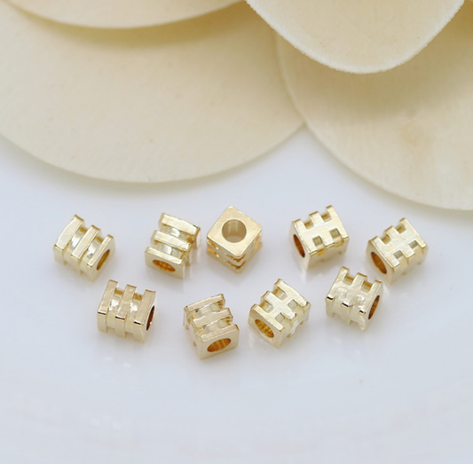 20 pcs 24k gold plated cubic screw thread spacer pendant brass spacer beads  brass caps brass connector Xaxe.com