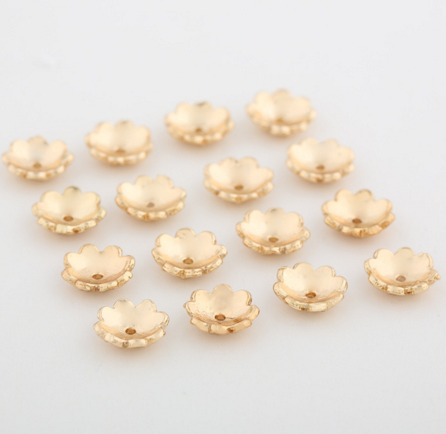 20 pcs 24k gold plated floral brass spacer beads  brass caps brass connector Xaxe.com