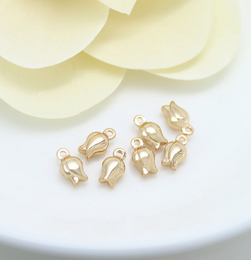 20 pcs 24k gold plated floral bud pendant bead cap brass spacer beads pendants  brass caps brass bead Xaxe.com