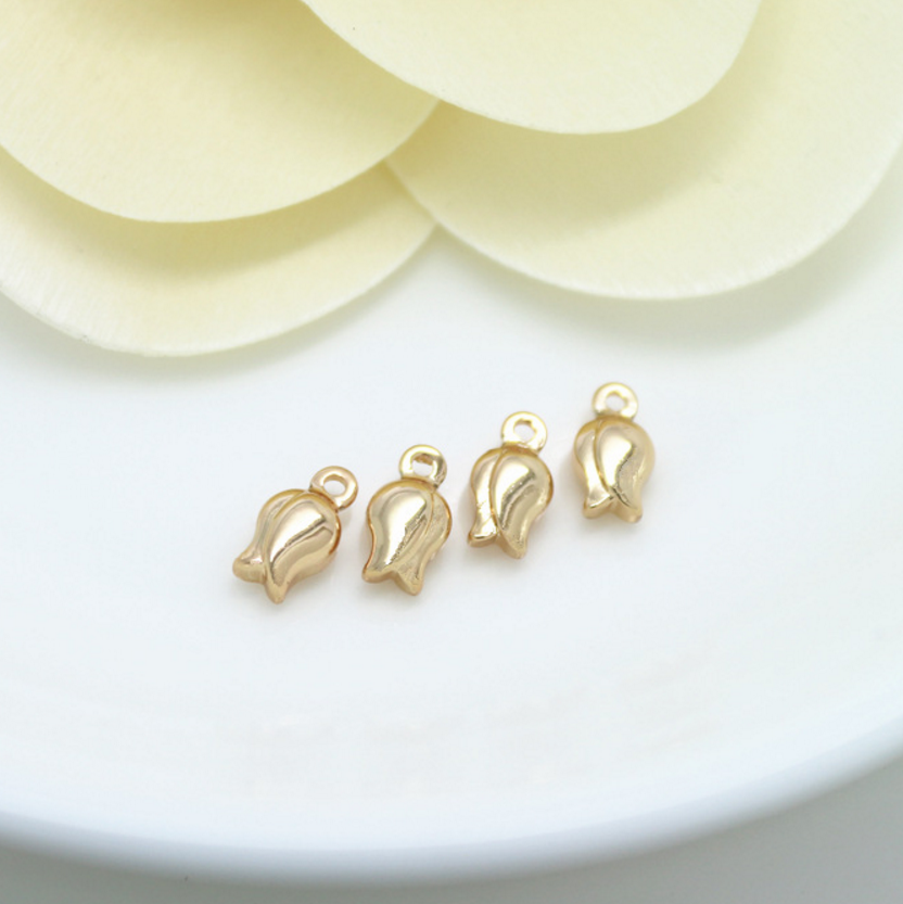 20 pcs 24k gold plated floral bud pendant bead cap brass spacer beads pendants  brass caps brass bead Xaxe.com