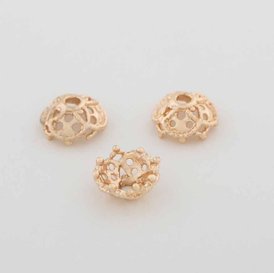 20 pcs 24k gold plated floral hat brass spacer beads  brass caps brass connector Xaxe.com