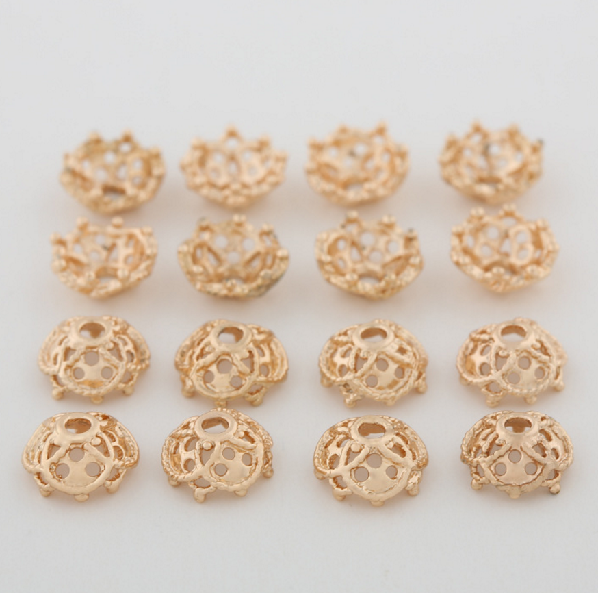 20 pcs 24k gold plated floral hat brass spacer beads  brass caps brass connector Xaxe.com