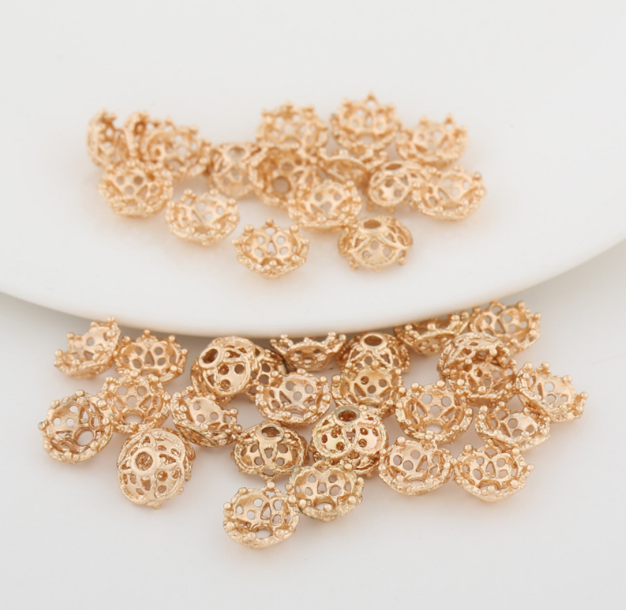 20 pcs 24k gold plated floral hat brass spacer beads  brass caps brass connector Xaxe.com