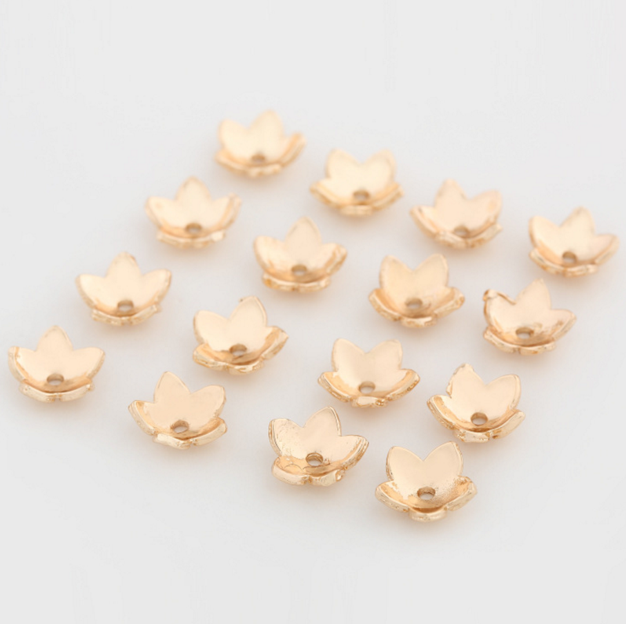 20 pcs 24k gold plated plum flower caps pendant brass spacer beads  brass caps brass connector Xaxe.com