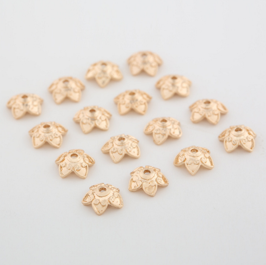 20 pcs 24k gold plated plum flower caps pendant brass spacer beads  brass caps brass connector Xaxe.com