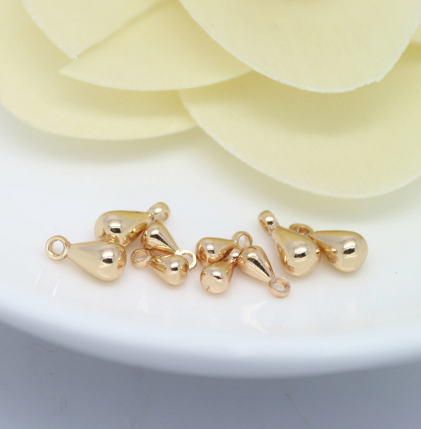 20 pcs 24k gold plated water drop pendant  brass spacer beads  brass caps brass connector Xaxe.com