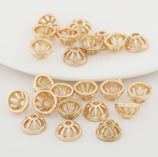 20 pcs 24k gold plated wheel shape bead cap brass spacer beads pendants  brass caps brass bead Xaxe.com