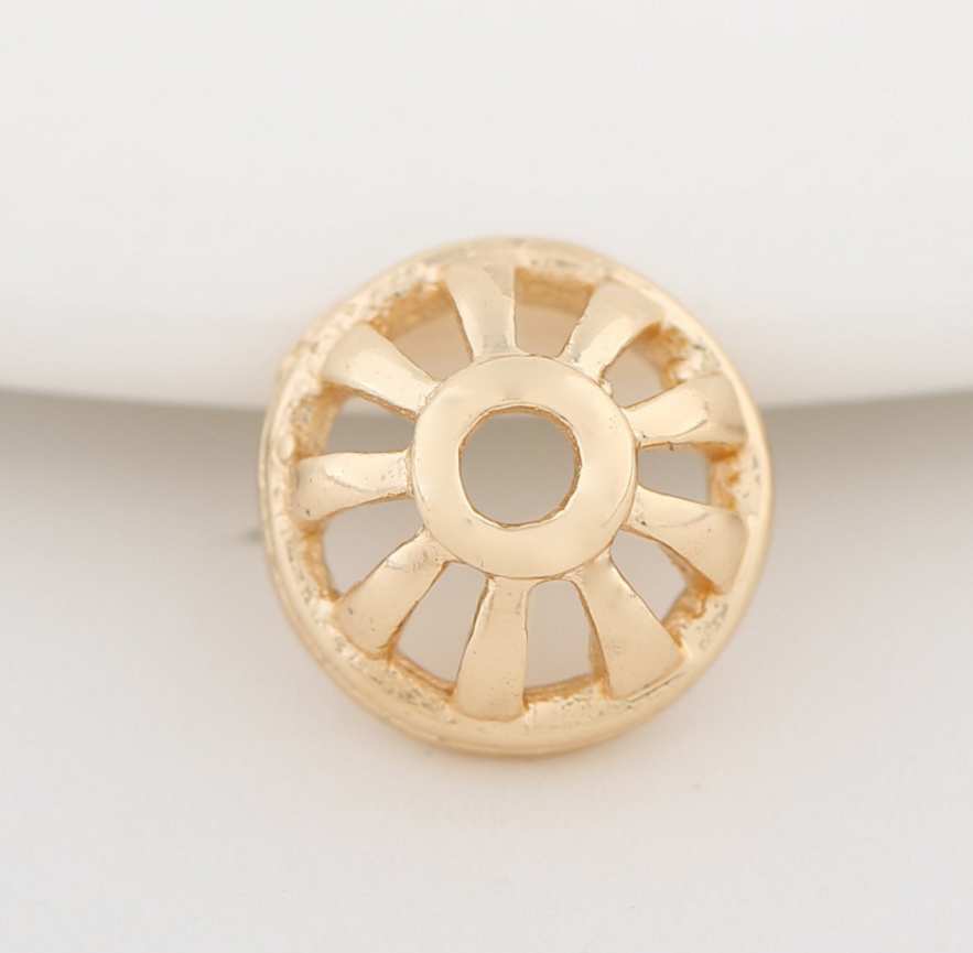 20 pcs 24k gold plated wheel shape bead cap brass spacer beads pendants  brass caps brass bead Xaxe.com
